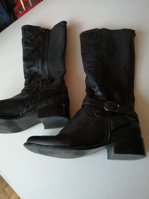 Bottes Cuir Cloutées IKKS - Pointure 37, Noir, Occasion En Très Bon état