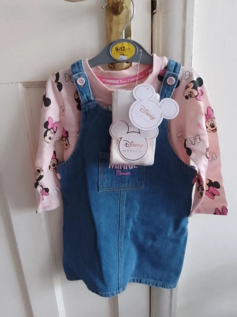 Disney Baby Girl 9-12 Months Minnie Mouse Demin Dress Outfit
