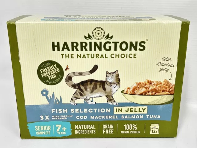 Harringtons Grain Free Fish Selection in Jelly SENIOR 7+ Wet Cat Food 72 X 85g 2