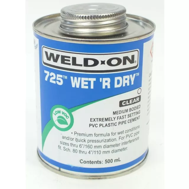 SHORT DATE 725 Wet R Dry Fish Pond Plastic Pipe Cement 250g - Solvent Weld Glue