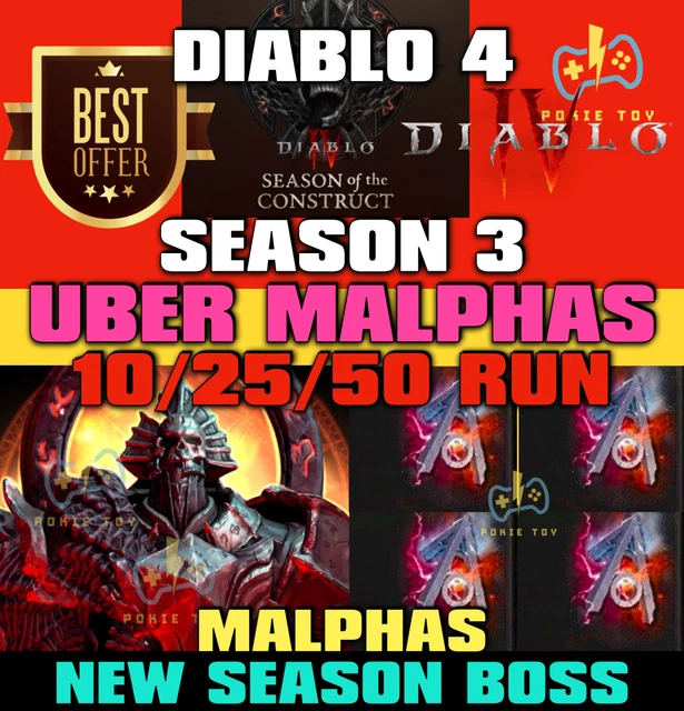 DIABLO 4 UBER MALPHAS CARRY + MATS noyaux ignés SAISON 3 pierres uniques D4 EUR 1,09 PicClick FR