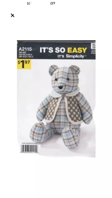 18 inch teddy bear sewing pattern memory bear