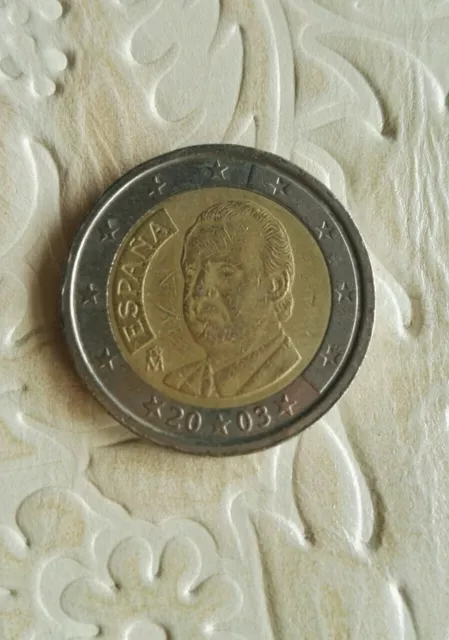 Moneta 2 Euro Re Juan Carlos I 2003,  Espana, Spain, Spagna circolata.