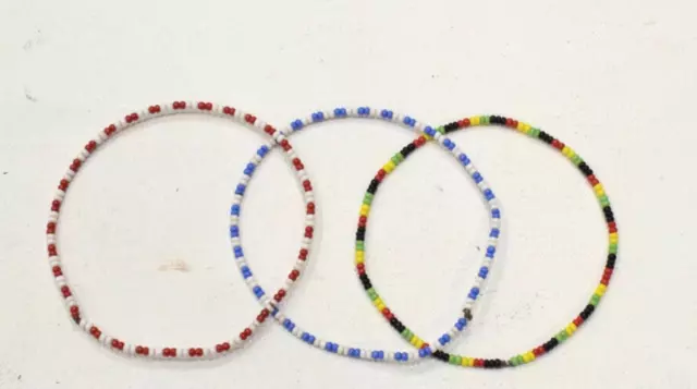 African Zulu Beaded Bangle Bracelet Set RSA