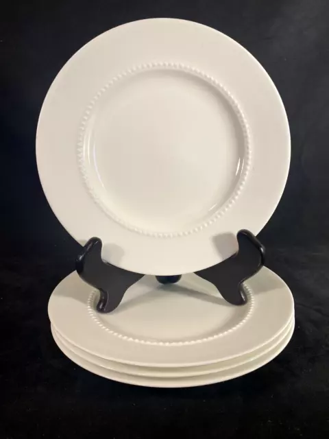 (4) Crate and Barrel made in Japan by Nikko Bone China WHITE PEARL SALAD PLATES