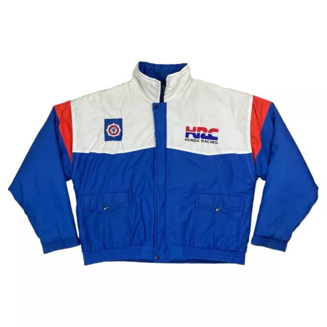 VINTAGE Honda Racing Jacket HRC Padded White Blue Red Made in England Men's 2XL