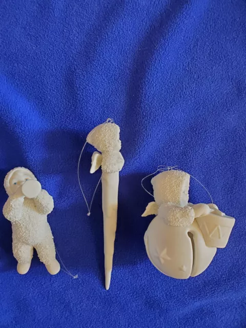 3 Dept. 56 Snowbabies, Christmas Ornaments,  Angel, Icicle & Drummer Boy Vintage