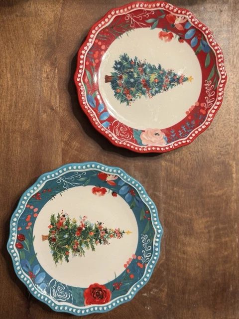 PIONEER WOMAN CHRISTMAS Appetizer Plate- Wishful Winter Tree- Teal