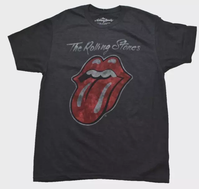 The Rolling Stones Mens Classic Tongue Graphic Charcoal Heather Shirt NWT Small