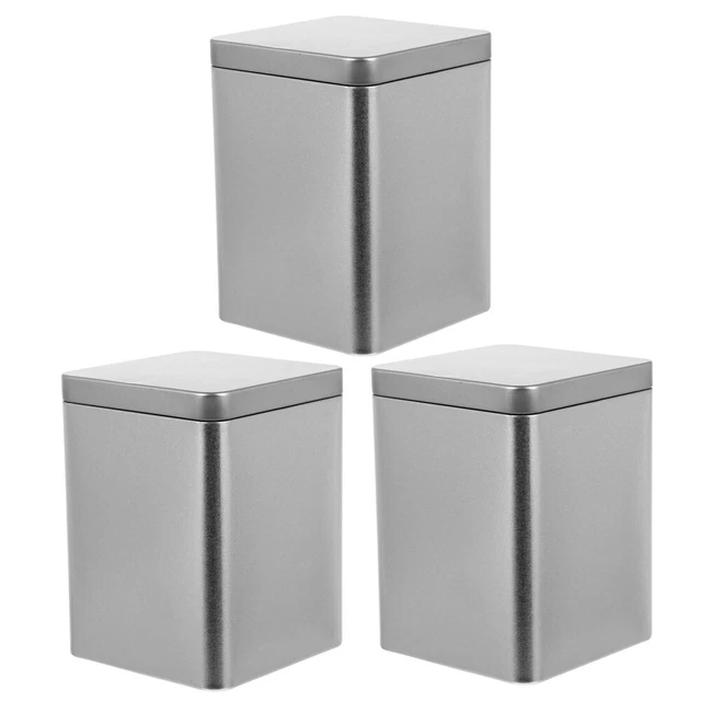 3 PCS Square Storage Box Tins Container Containers Cookies Metal Tins Lids Mini