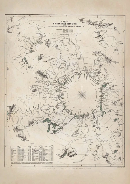 Principal Rivers OLD MAP OF the principal rivers of the world by Tallis in 1851 £20.99 ...