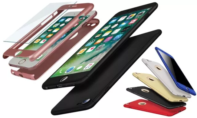 Coque Intégral 360 Iphone 6 6S 7 8 5S X/Xr/Xs/Max Vitre Verre Trempe Protection