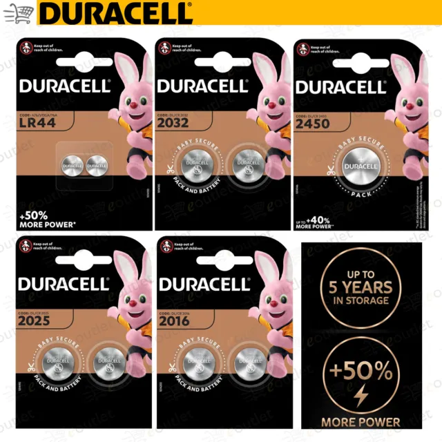 DURACELL LR44 CR2032 CR2025 CR2016 CR2450 Battery Coin Cell Button Lithium