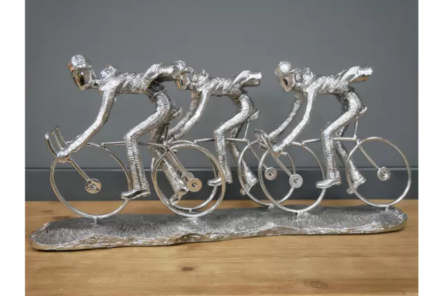 Huge 49cm Iconic Cycling Race Silver Ornament Statue Gift Bike Lover