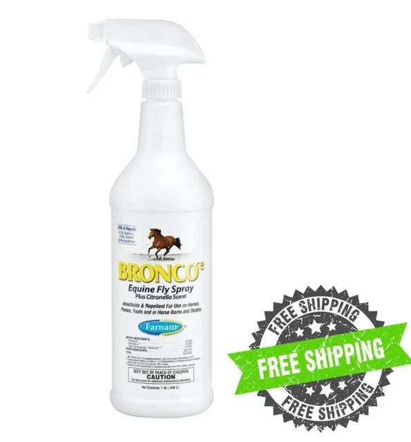 BRONCO e Equine Fly Spray Plus Citronella Scent 32 oz. For horse pony foal ticks