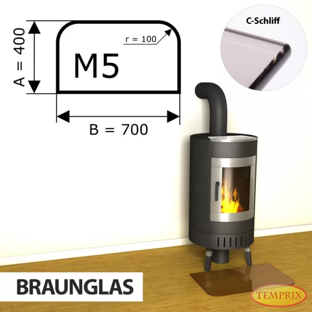 Chimenea placa de fondo de vidrio protección contra chispas placa de chimenea vidrio marrón horno placa inferior - M5