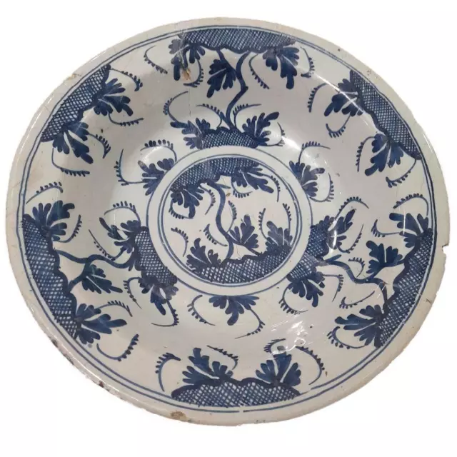 Liverpool tin glazed earthenware dish or plate hand painted Tree design ca 1760