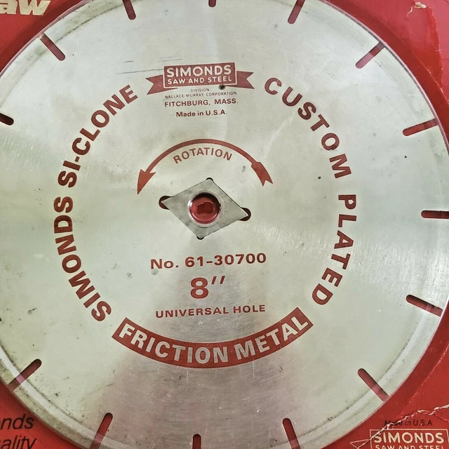 8& SIMONDS SICLONE Circular Saw Blade Corrugated Sheet Metal Roof