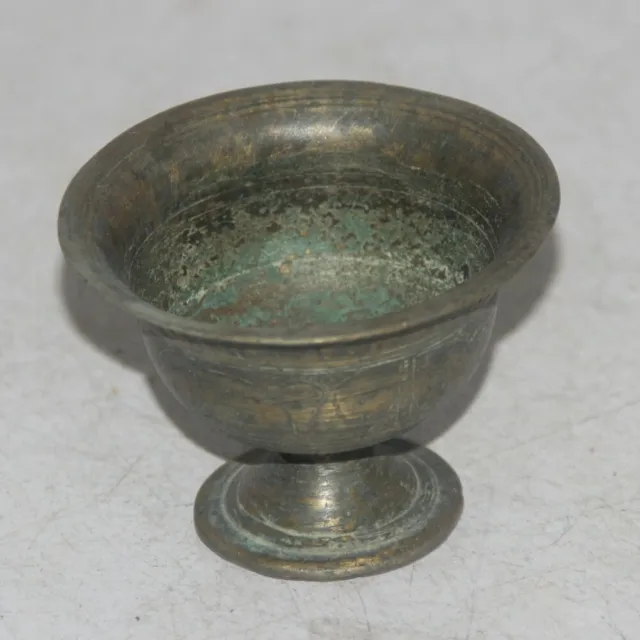 Antique Brass Round Incense Wick Bowl Pot Original Old Hand Crafted Engraved