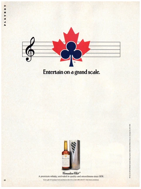 Canadian Club Premium Whisky Entertain Vintage Print Advertisement 8x11" 1989