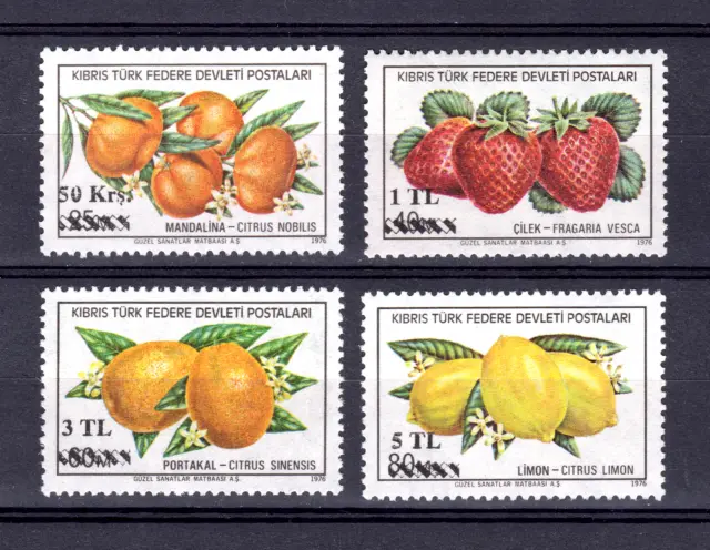 Turkish Cyprus 1979 Export Products (Fruits) Surcharged With New Values Mnh