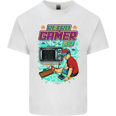 Retro Gamer Arcade Games Gaming Mens Cotton T-Shirt Tee Top