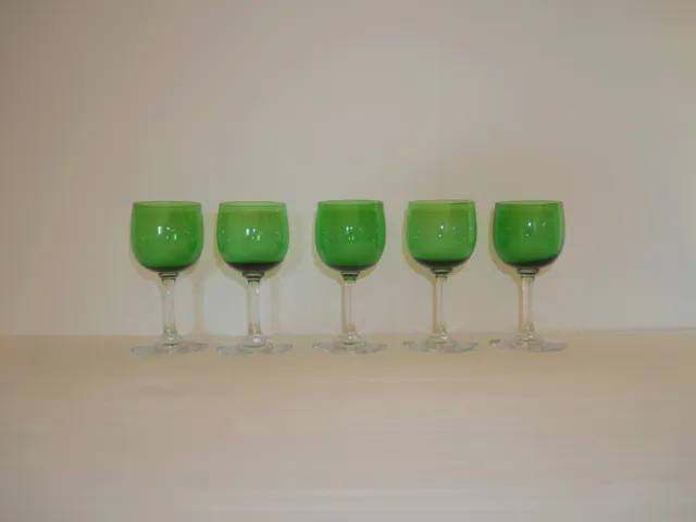 5  Anciens verres à vin Roemeur du Rhin Vert en cristal crystal Baccarat