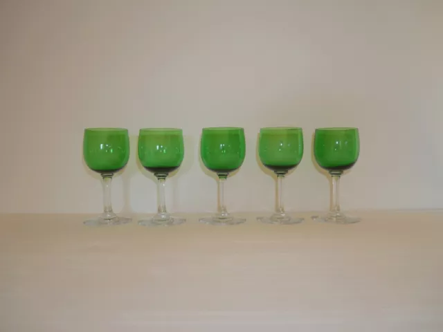 5  Anciens verres à vin Roemeur du Rhin Vert en cristal crystal Baccarat