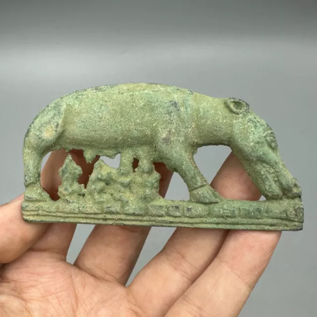 Ancient Roman Bronze Old Belt Buckle In Form Of An Animal