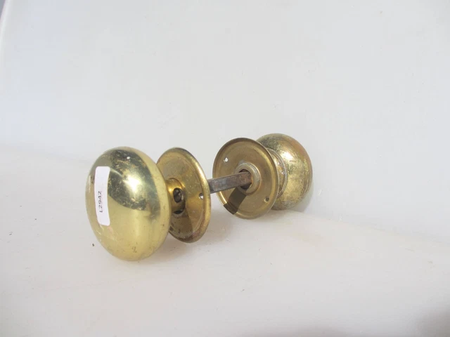Vintage Brass Door Knobs Handles Plates Old Retro - £20 a set