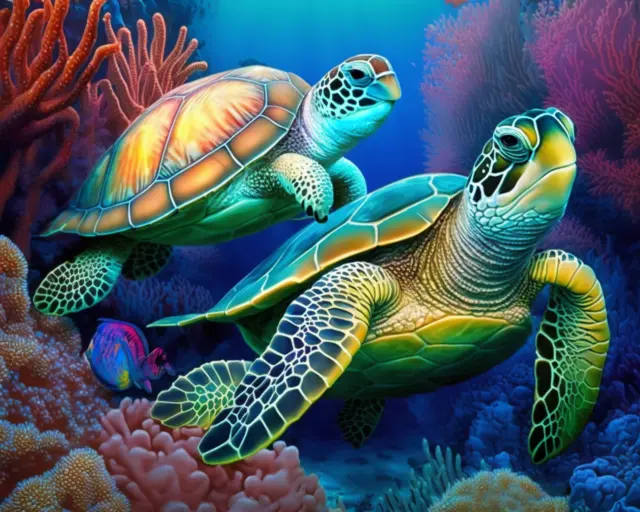 5D Diamond Painting Large and Small Sea Turtles Kit