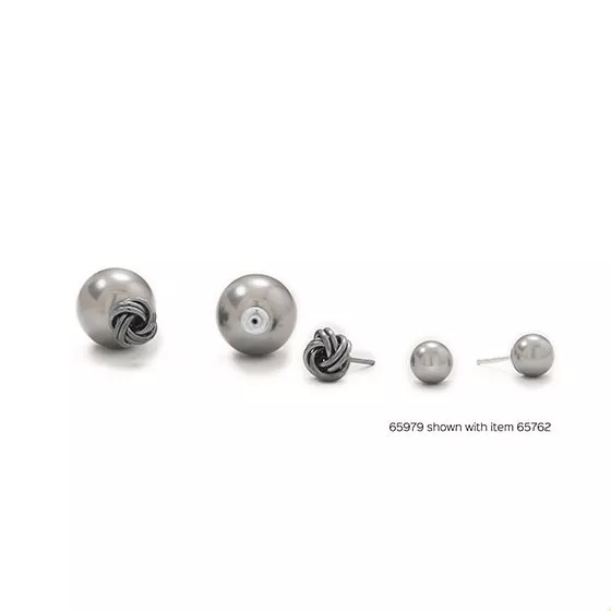 Boucles d'oreilles avant Peek-A-Boo en or blanc 14 carats - perle simulée noire 3