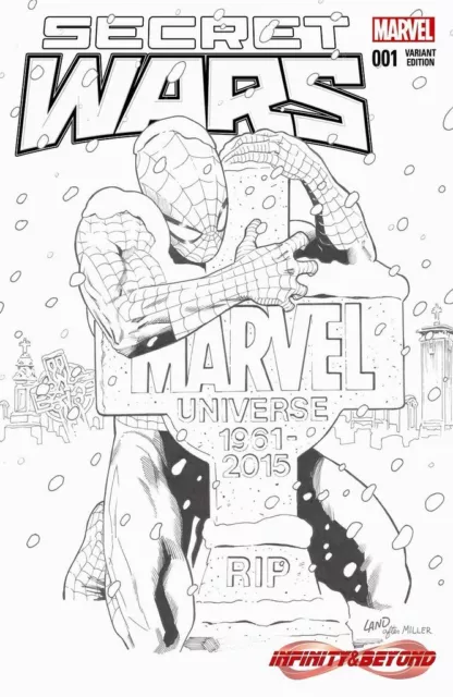 Secret Wars #1 Infinity & Beyond B&W Exclusive Variant Sketch Cover Greg Land