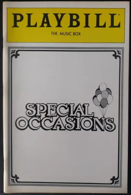 Special Occasions Broadway Playbill Januay 1982 Music Box Theatre NYC New York