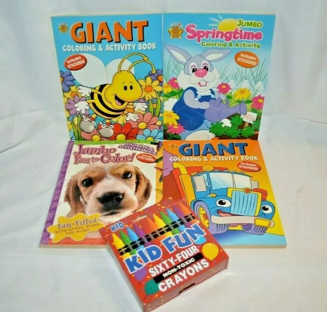 4 libros para colorear y actividades + 64 lápices para niños incluyen pegatinas artesanales para niños aprenden