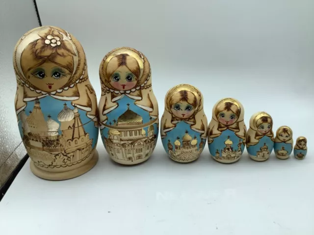 AMAZING RUSSIAN NESTING DOLLS -SET OF 6- dated & signed