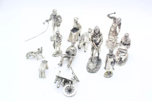 F x11 Vintage Royal Hampshire Silver Plated Figures Inc. Log Man, Shephard etc