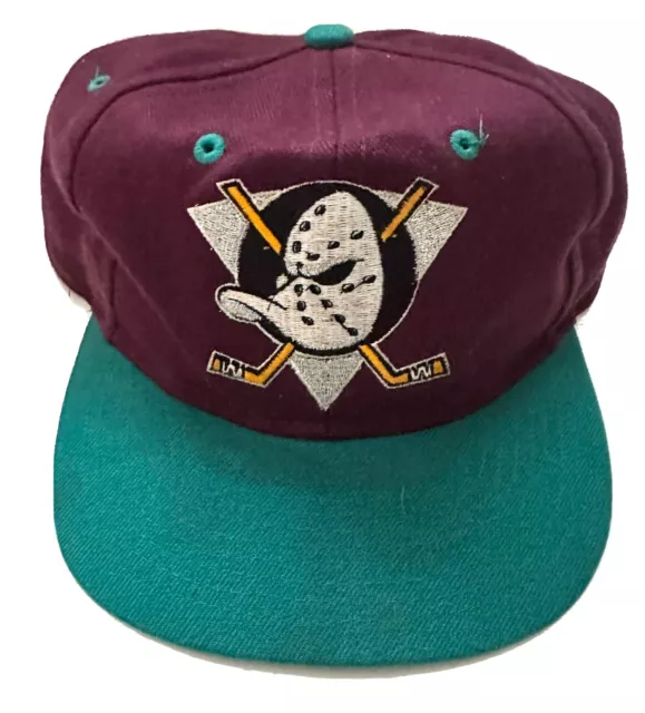 Vintage Disney Anaheim Mighty Ducks wool snapback hat blockhead logo script