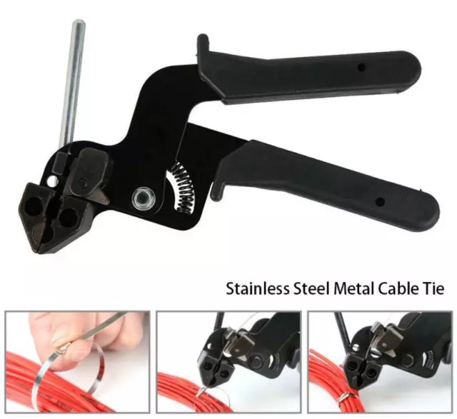 Stainless Steel Metal Cable Tie Fasten Gun Pliers Crimper Tensioner Cutter Tools
