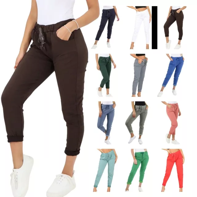 Womens Lagenlook Italian Magic Pants Ladies Casual Stretch Jogger Style Trousers