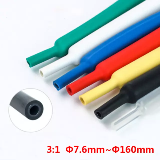 7-160mm 3:1 Adhesive Heatshrink Heat Shrink Glue Lined Tubing Sleeving 8-Colours
