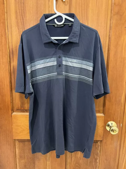 Travis Mathew Men’s Blue Stripe Short Sleeve Polo Golf Shirt Sz XL