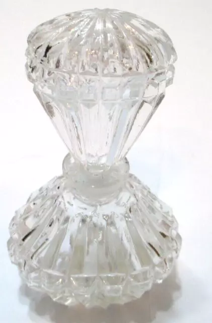 Vintage Perfume Bottle w Stopper IW Rice & Co Japan Oval Crystal Clear 4 1/2" T