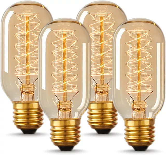 Edison Bulbs,4-Pack Vingtage Filament Light Bulb,T45 2700K Warm Light 40 Watt,11
