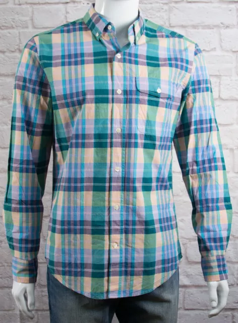 NWT Mens GAP Slim Fit Long Sleeve Poplin Plaid Button Down Shirt - 972470