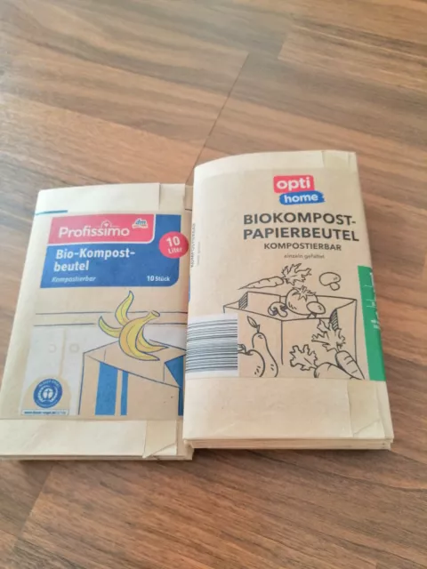 Bio-Kompostbeutel aus Papier braun à 10 l * 30 Stück * gefaltet * NEU und OVP *