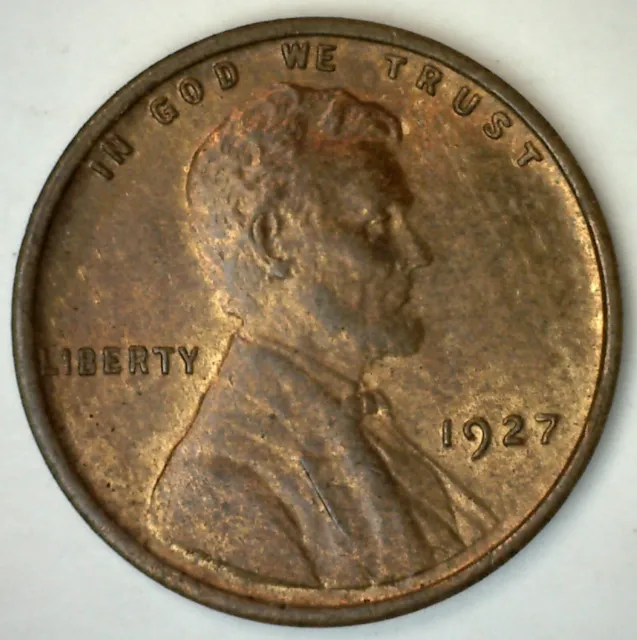 1927 Lincoln Wheat Cent Coin 1c US Penny Uncirculated Philadelphia Mint Toned