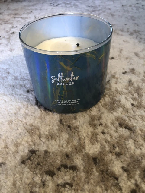 Bath Body Works SALTWATER BREEZE 3 Wick Candle 14.5 Oz Jar Rare Retired Used
