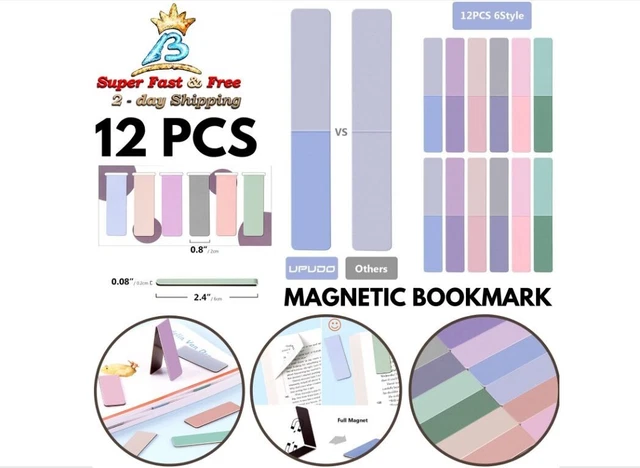 Teachers Students Book Lovers Gift Magnetic Bookmark Book Marker Clip 12 Pcs NEW