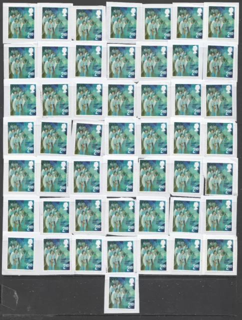 GB 50 x 2nd  Class Unfranked Xmas Stamps On Paper